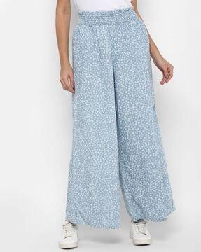 floral print mid-rise palazzos