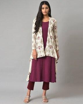 floral print mock jacket dress