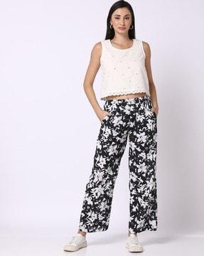 floral print monochrome pants