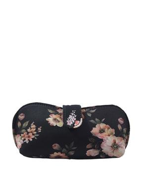 floral print multi-purpose pouch with snap-button closure