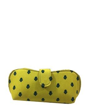 floral print multi-purpose pouch with snap-button closure