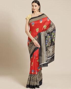 floral print mysore silk saree