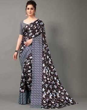 floral print mysore silk saree