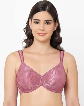 floral print non-padded bra with bow accent