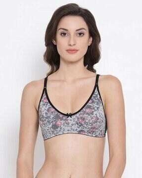 floral print non-padded bra