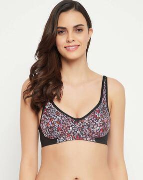 floral print non-padded bra