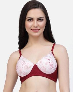 floral print non-padded bra