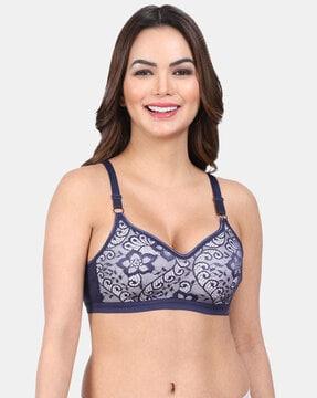 floral print non-padded t-shirt bra