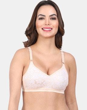 floral print non-padded t-shirt bra