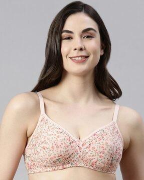 floral print non-padded t-shirt bra