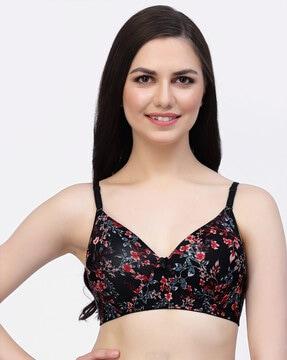 floral print non-wired bra