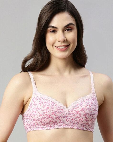 floral print non-wired t-shirt bra