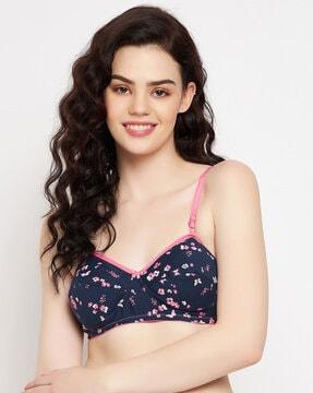 floral print non-wired t-shirt bra