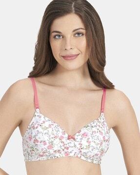 floral print non-wired t-shirt bra