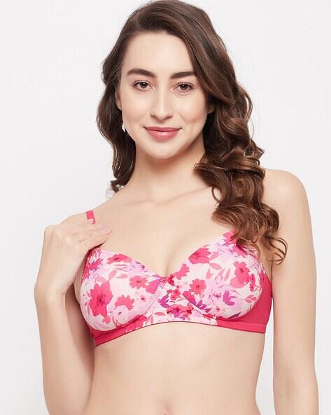 floral print non-wired t-shirt bra