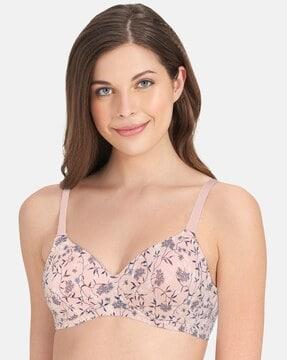 floral print non-wired t-shirt bra