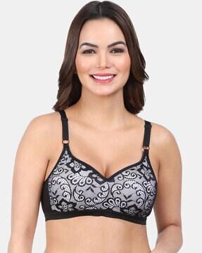 floral print non-wired t-shirt bra