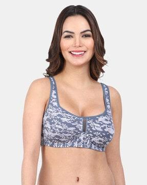 floral print non-wired t-shirt bra