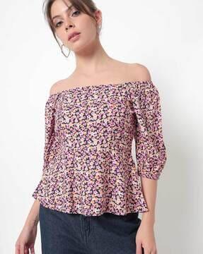 floral print off-shoulder peplum top