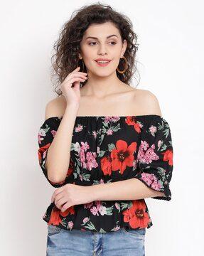 floral print off-shoulder peplum top