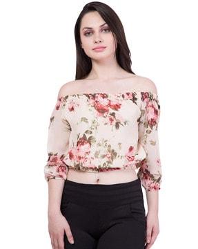 floral print off-shoulder top