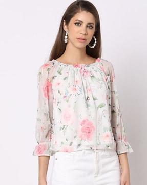 floral print off-shoulder top