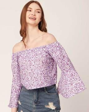 floral print off-shoulder top