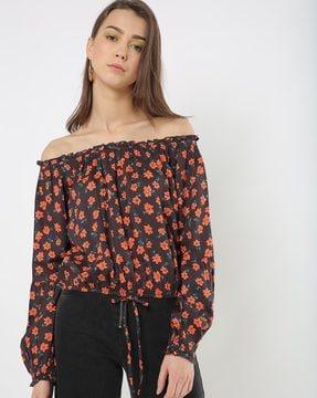 floral print off-shoulder top