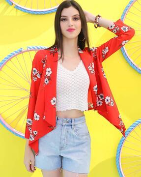 floral print open-front shrug