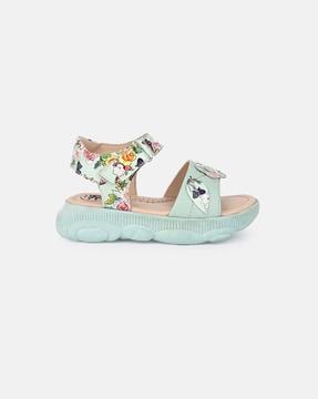 floral print open-toe sandals with velcro fastening