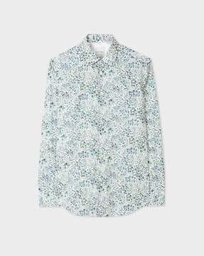 floral print organic cotton tailored fit shirt