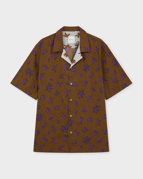 floral print organic cotton tailored fit shirt