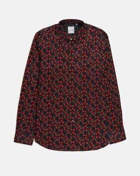 floral print organic cotton tailored fit shirt