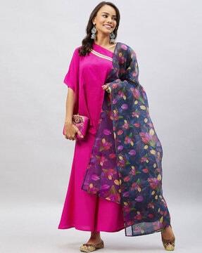 floral print organza dupatta