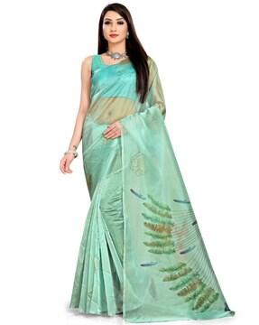 floral print organza saree