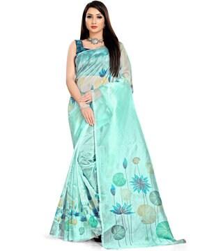 floral print organza saree