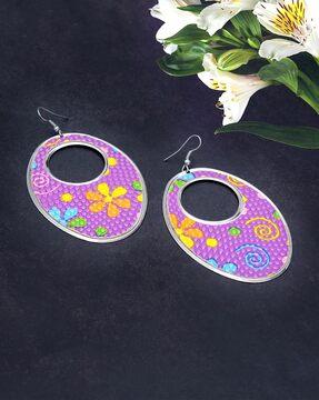 floral print oval drop earrings