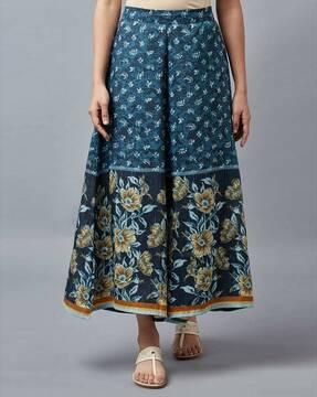 floral print palazzo with semi-elasticated waist