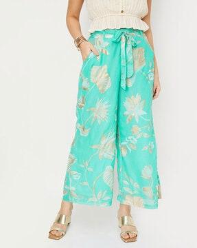 floral print palazzos with drawstring waist