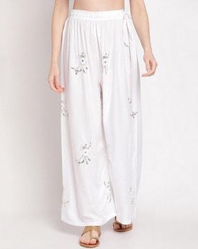 floral print palazzos with elasticated waist