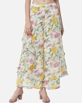 floral print palazzos with elasticated waist