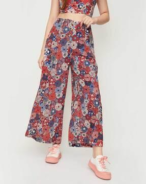 floral print palazzos with elasticated waist