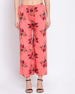 floral print palazzos with elasticated waistband