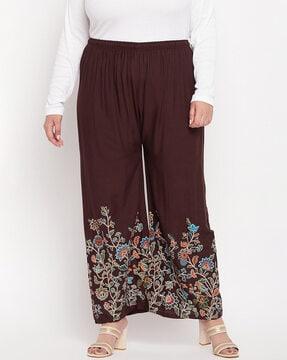 floral print palazzos with elasticated waistband