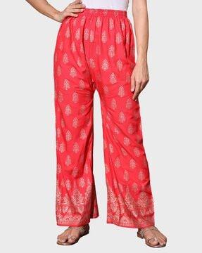 floral print palazzos with elasticated waistband