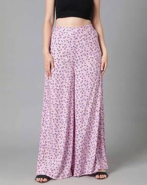 floral print palazzos with high rise waist