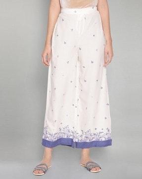 floral print palazzos with semi-elasticated waistband