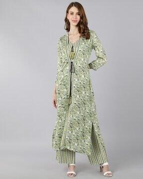 floral print pant-suit set with shrug