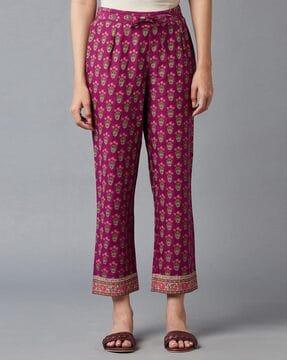 floral print pants with elasticated waist