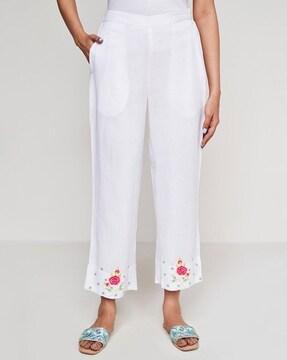 floral print pants with elasticated waist